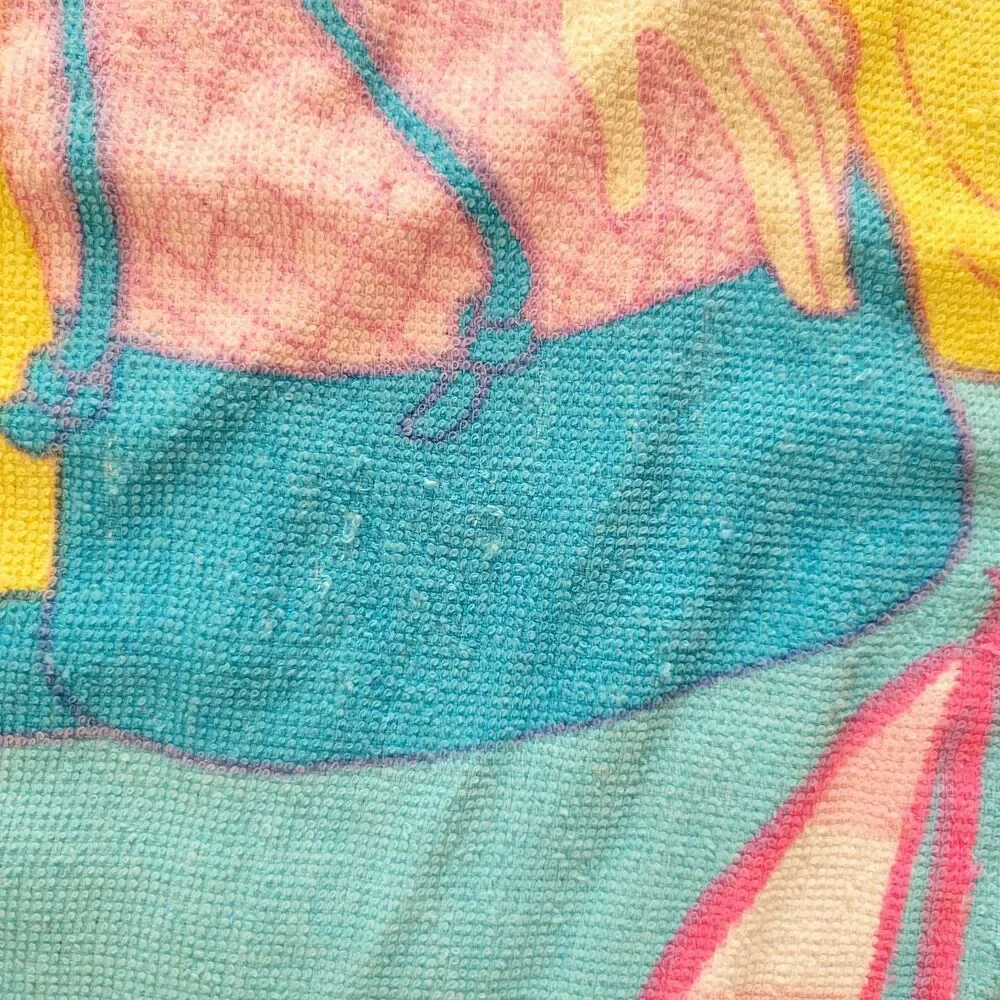Vintage Y2K Mattel Barbie Beach Bath Towel Summer 2000 Boat Fish 90s Retro 28x52